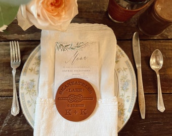 Custom Leather Coaster Wedding Favors