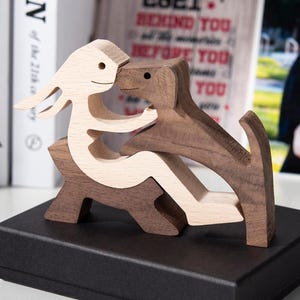Custom Woman and Dog Wood Carving, Dog Sculpture, Dog Lover Gift for Women, Dog Figurine Decor, Dog Owner Gift for Her, Dog Decoration Gift