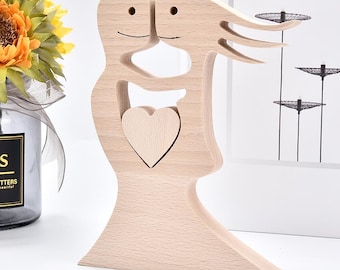 Personalized Wooden Couple Sculpture, Anniversary Gift