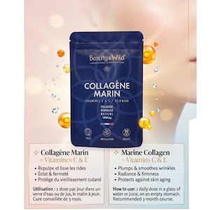 Collagène Marin + Vitamine C + Vitamine E + Sélénium, Soins de peau et articulations