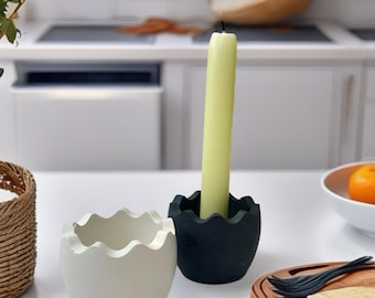 Handmade Gypsum Candle Holder – Modern Wavy Edge Tealight Holder, Minimalist Home Decor. Hygge decor. Kitchen candle holder