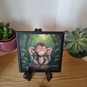 Set of 3 Moving 3D Cards | Three Wise Monkeys Art | See Hear Speak No Evil | Funny Office Home Decor Gift