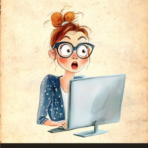 Peut inclure: Une illustration de dessin animé d'une femme aux cheveux roux et aux lunettes qui a l'air surprise assise devant un ordinateur. Le texte "GOSSIP" est en haut de l'image. Le texte "Sometimes the best presentation isn't on your screen, but behind it." est en bas de l'image.