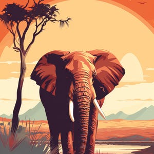 Carte de déménagement vintage avec éléphant et rhinocéros