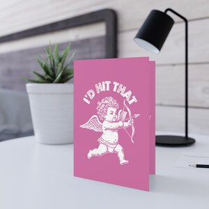 Tarjeta de San Valentín divertida con "I'm Beat That Funny Cupid" para él, tarjeta de amor, tarjeta divertida del día de San Valentín, tarjeta romántica