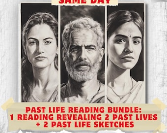 Past Life Reading + 2 Portraits, Who Were You? Soul Past Lives, Karmic Lessons, Psychic Reading, Past Life Appearance, Intuitive, SAME DAY