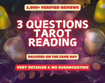 3 Questions Tarot Reading | Love, Career, Money, Life | 5 Card Psychic Insight | Same Day Delivery