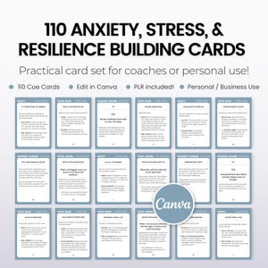Anxiety Stress Resilience Building Cards PLR Bundle for Coaches Coaching Tools Anti-Stress Coping Toolkit Stress Reduction Calming Card Set