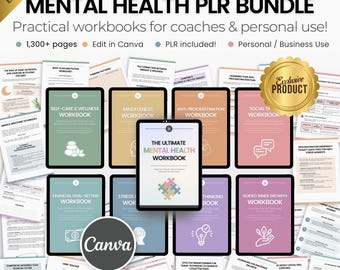 Mental Health Workbooks PLR Bundle for Coaches | Coaching Tools, Mindfulness Self Development Worksheet Toolkit Growth Mindset, Mindful Life