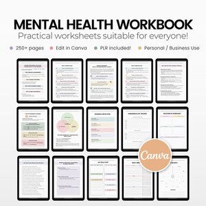 Mental Health Workbook PLR, Editable Coaching Tools Canva Templates Mental Health Guided Worksheets for Coaches Therapist Resources Toolkit image 5