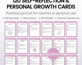 Self-Reflection Personal Growth Cards PLR Bundle for Coaches Coaching Tools Transformation Self Development Worksheet Toolkit Mindful Living