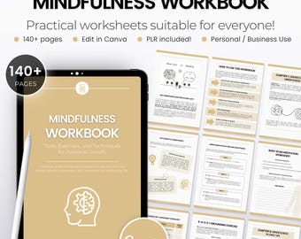 Mindfulness Practice Workbook PLR for Coaches | Coaching Tools, Toolkit for Coaches, Mental Health PLR, Mindful Worksheets, Awareness eBook
