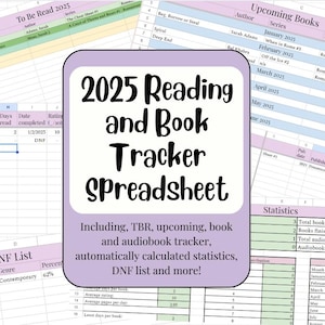 Books and Audiobook Tracker Reading Google Sheets Spreadsheet Template, Gift for Book Lover, To Be Read List, Reading Log and Statistics