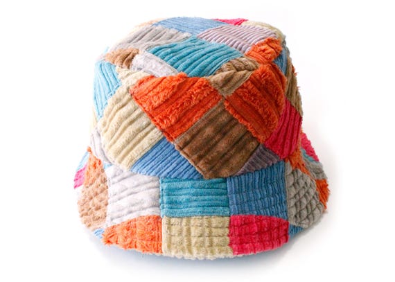 Patchwork Bucket Hat - Reversible Corduroy Colorf… - image 7