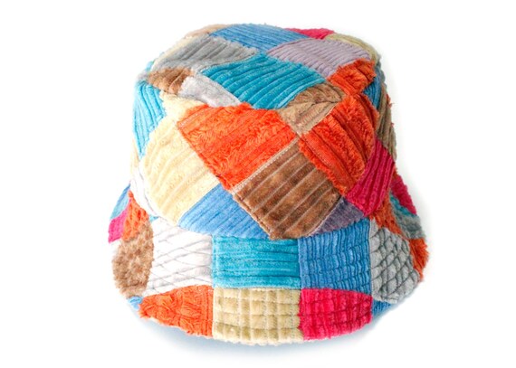 Patchwork Bucket Hat - Reversible Corduroy Colorf… - image 2