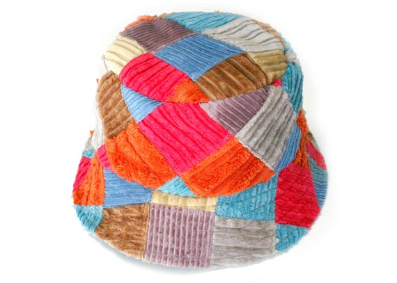 Patchwork Bucket Hat - Reversible Corduroy Colorf… - image 3