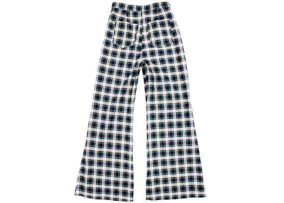 Golf Pants Sailor Front Zipper Golfer Trousers Green Tartan Plaid Pants High Waisted Wide Leg Flare Retro Preppy Punk Menswear