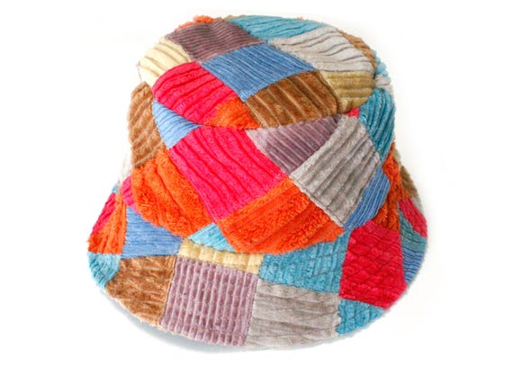 Patchwork Bucket Hat - Reversible Corduroy Colorf… - image 4
