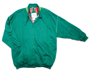 Venezia Vintage 1980s or 90s Green Jersey Jacket with Tag Deadstock Lane Bryant