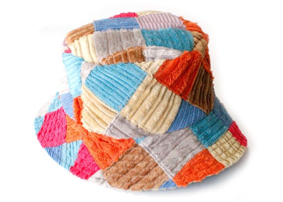 Patchwork Bucket Hat - Reversible Corduroy Colorf… - image 5