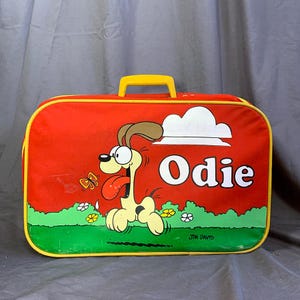 Vintage Odie Suitcase Kids Luggage from the 1970s - 1980s Seventies Eighties True Vintage Garfield Suit Case for Children