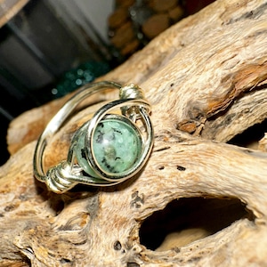 Handmade Crystal Wire Wrapped Ring Adjustable Boho Jewelry Raw Crystal Ring Spiritual Gift Natural Stone Ring