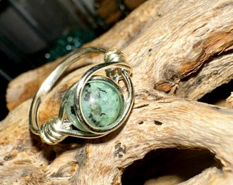 Handmade Crystal Wire Wrapped Ring Adjustable Boho Jewelry Raw Crystal Ring Spiritual Gift Natural Stone Ring