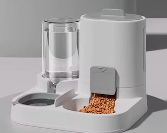 2-in-1 Cat Feeder Water Dispenser, Automatic Gravity Pet Supplies, Spill-Proof Large Capacity