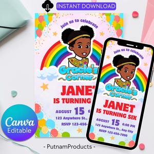 Gracie&#39;s Corner Birthday Invitation | Gracie&#39;s  Printable Template | Gracies Corner invite |  Corner Birthday Invitation| Editable Template