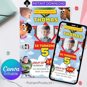 Editable Toy Story Birthday Invitation, Kids image Birthday Invitation, Toy Story Birthday Party Birthday Invitation, Instant Download