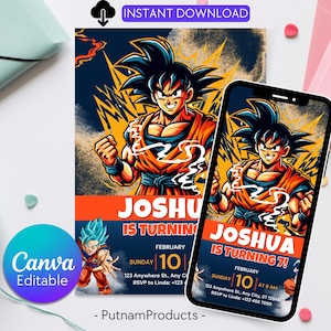 Dragon Ball Birthday Invitation Template, Editable Digital Kids Birthday Party Template, Boys Birthday Party Invite, Instant Download
