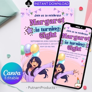 Customizable Aphmau Invitation| Aphmau Invitation| Aphmau Birthday invitation| Aphmau Minecrafter| Cute Gamer Invitation| Editable Template