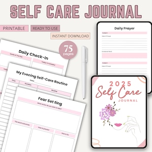 Self Care Printable Journal, Self Care Workbook, Self Love, Gratitude, Stress Management, Wellness Journal, Nutrition Checklist Printable