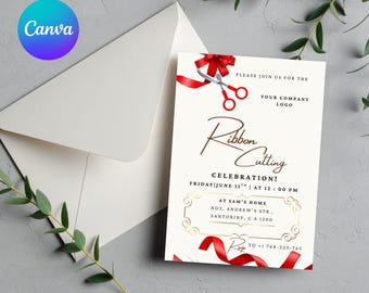 Grand Opening Flyer Template, Grand Opening Invitation, Business Grand Opening Digital, Launch Party invitation, Red and White Grand Invite