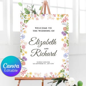 Editable Wildflower Wedding Welcome Sign, Colorful Floral Wedding Garden Party Sign, Rustic Wildflowers Welcome Template, Instant Download