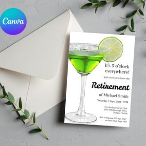 Editable Cocktail Retirement Party invitation, Funny Retirement Invitation, Editable Retirement Party Invitation Template, INSTANT DOWNLOAD