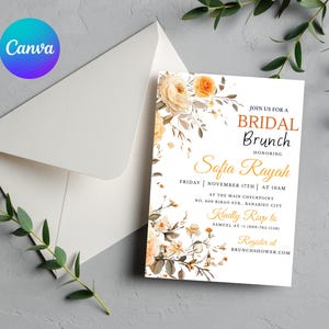 Editable Lemon Bridal Shower Invitation, Citrus Bridal Brunch Invitation, Main Squeeze Bridal Shower Invite, Mediterranean orange invite