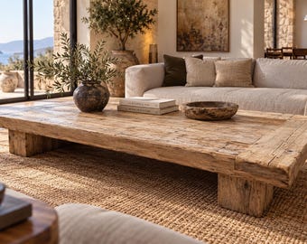 Coffee Table, Giant 79x39 Inch, Reclaimed 150 Year Old Pine, Rustic Wood Furniture