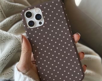Brown Polka Dot Case, Cute Trendy Aesthetic for iPhone 17, 16, 15, 14, 13, 12, 11, PRO, Max, Plus, Samsung Galaxy S23, S22, S21, S20 Ultra