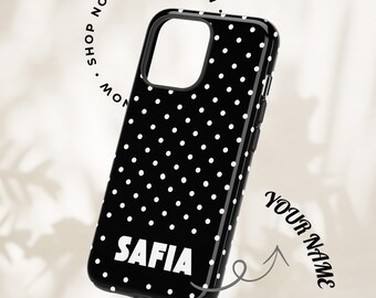 Funda de lunares negros auténticos para iPhone 16, 15, 14, 13, 12 y 11 Pro Max Plus, Samsung Galaxy S24, S23, S22, S21, Ultra FE Plus y Note 10.