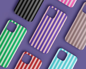 Custom Color Striped Phone Case, Retro Aesthetic, iPhone 16 15 14 13 12 11 Pro Max Mag Safe Case, 16 Plus, Samsung  Galaky S24 S23 S22 S21