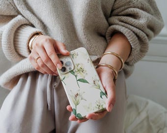 Funda para iPhone Just the lilies, estética Soft Girl, iPhone 16 Pro Max Plus 16, 15, 14, 13, 12, 11, XR Samsung S24, S23, S22, S21, regalo