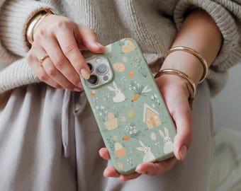 Bunny Phone Case, Animal Lover Gift, Easter Floral Aesthetic, Gift for Her, Easter, MagSafe , Samsung, Pixel,iPhone 16 15 14 13 12 PRO Max