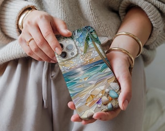 Ocean Waves Phone Case, Beach Palm Tree, Phone Case For iPhone 16 15 14 13 12 11 PRO Max Plus, X, Samsung S24, S23, S22, S21, Gift for Her