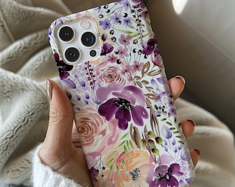 Blommigt flickigt telefonskal, söt blomdesign, vintage chica accessoarer, iPhone 16 15 14 13 12 11 Pro Max X XS XR, blommig teknikpresent