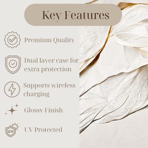 May include: Key Features of a phone case: Premium Quality, Dual layer case for extra protection, Supports wireless charging, Glossy Finish, UV Protected.