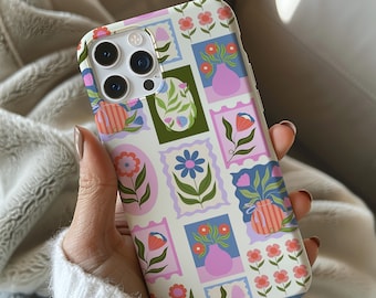 Bloemen telefoonhoesje, bloemen telefoonhoesje, bloemen hoesjes, bloemen iPhone-hoesjes, hoes geschikt voor iPhone 16 Pro Max 15 14 13 12 11 Plus, Samsung S25