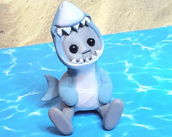 Shark Hoodie Robot Figure Resin Desk Friend