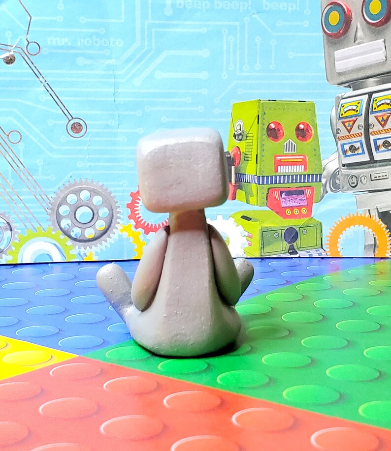 Gaming boy Robot Resin Art Toy Figure Kawaii Desk Friend Gift image 5