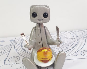 PANCAKES! Robot Resin Art Toy Figure Kawaii Desk Friend Gift